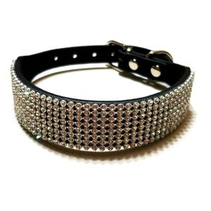 Dog Collar Black w/ K-9 Diamonds